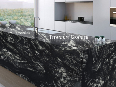 Black titanium granite on countertop